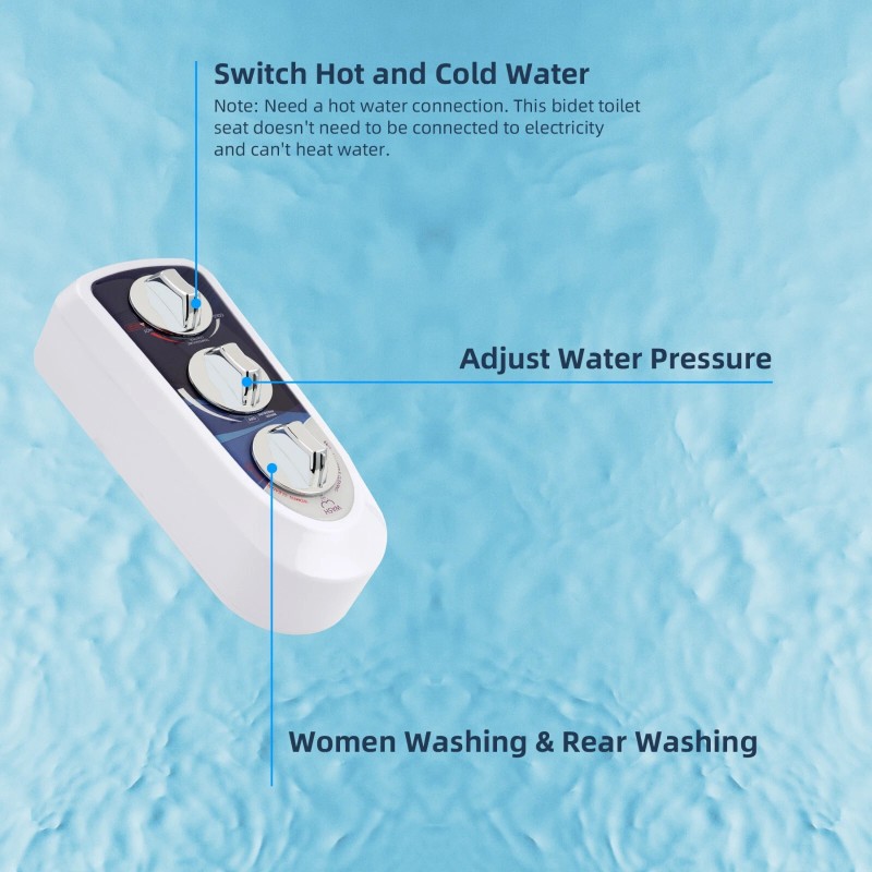 Hibbent Dual Nozzle Bidet Toilet Seat Attachment Cold/Warm Fresh Water
