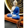 Houlu Blue Buddha Statue and Circle LED Table Lamp, Ceramic