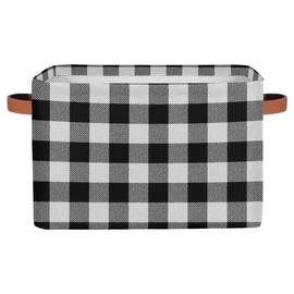 Buffalo Plaid Storage Basket for Shelves, Closet Storage Bins with Handles, Decorative Collapsible Baskets for Organizing Toys, Clothes, Nursery, Home, 15"x11"x9.5"