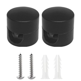 CLKE 2Pcs Aluminum Cable Clips, Textile Cable Holder with Screws and Dowels, Aluminium Power Cord Holder, Textile Cable Holder, Fixes Light Fixtures and Pendant Lights (Black)