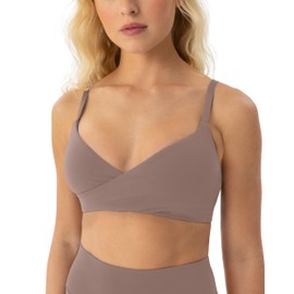 PAVOI ACTIVE Cross-Over Sports Bra for Women - Low Support Adjustable Cami Straps Cross Front Workout Yoga Bras - FlexFlow - Small, Teak