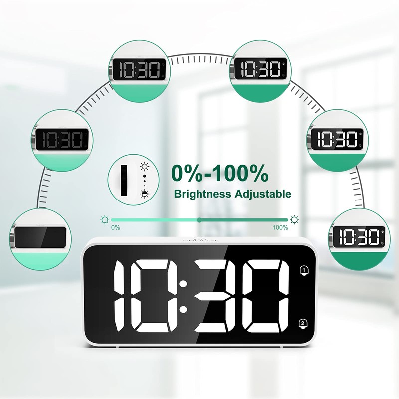HERMIC Alarm Clock Bedside Clock Large Digital Led Display, Full-Range