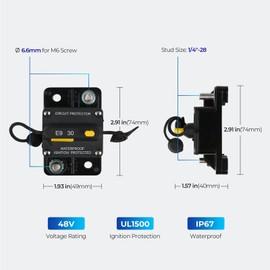 Renogy Circuit Breakers, Rated for 48V DC at 80A