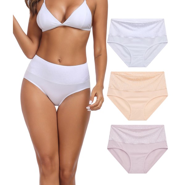 ANLIQI Womens Briefs Cotton Underwear High Waist Tummy Control Hipster