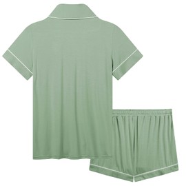 Joyaria Womens Cool/Cooling Pajamas Set Short Sleeve Summer Pjs Shorts Set(Sage Green,L)