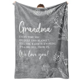 Niyewsor Grandma Gifts, Gifts for Grandma Blanket, Grandma Birthday Gifts, Grandma Gifts for Valentines Mothers Day, We Love You Blanket Gifts for Grandma 50" x 60", Gray