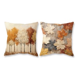 TAJWE Fall Pillow Covers 18x18 Set of 2 Autumn Leaves Thanksgiving Decorative Cushion Cases for Sofa Couch Home Decorations