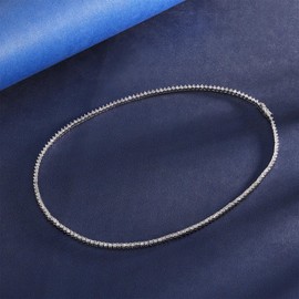 Gemsme 3 Prong 2mm Tennis Necklace, 18K White Gold Plated 2.0mm Round Cubic Zirconia Classic Tennis Necklace For Women (22 inch, White Gold Plated)