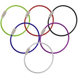 Keychain, Wisdompro 6 Pack 6.3‘’ Stainless Steel Wire Ring 2mm Cable Loops for Hanging Luggage Tag, Keyrings, ID Tag (Pack of 6-6.3 inch)