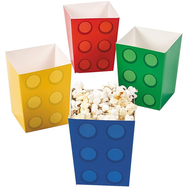 Fun Express Block Party Popcorn Boxes (24pc) for Birthday - Party Supplies - Containers & Boxes - Paper Boxes - Birthday - 24 Pieces