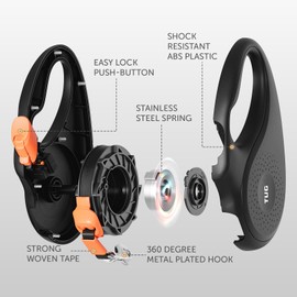 TUG 360° Tangle-Free Retractable Dog Leash | 16 ft Strong Nylon Tape (Small, Black/Orange)