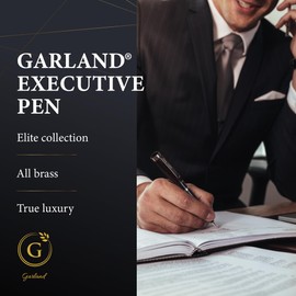 Garland Luxury Executive Twist Pen – Made in USA - Heirloom Quality All Brass Pen, Premium Gift Box, Executive Desk, Gifts, Clients, Graduates, Professionals, Refillable - Black with Chrome Trim