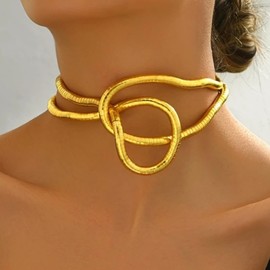 RadiVibe Snake Necklace Chunky Gold Silver Bendable Necklace Bracelet Snake Jewelry