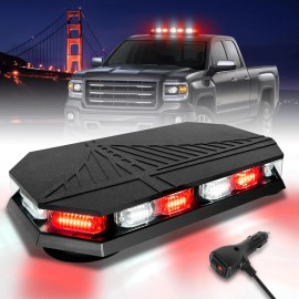 406D Rooftop Emergency Strobe Light Bar 102 LED Amber White Mini Beacon Safety Flashing Warning Standard Fitment MagneticLight Color: Red/white