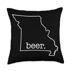 Beer Micro Brewery Drink Local Beer Drinker Tshirt Craft Lover Beer State of Missouri Men Women Throw Pillow, 18x18, Multicolor