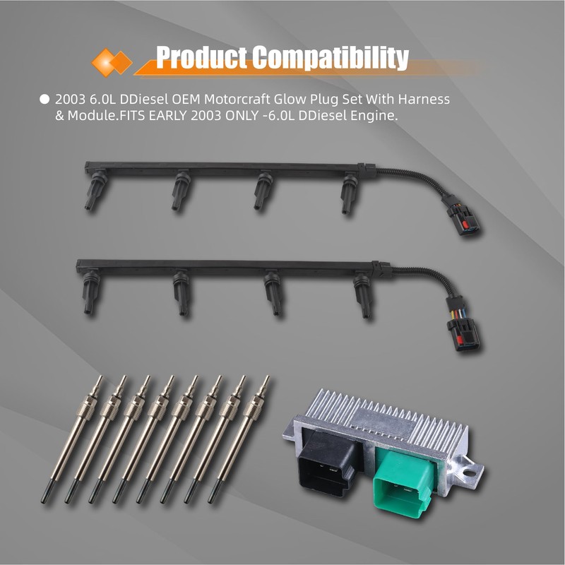 higehio 6.0L Valve Cover Gasket Kit with 8 Glow Plugs