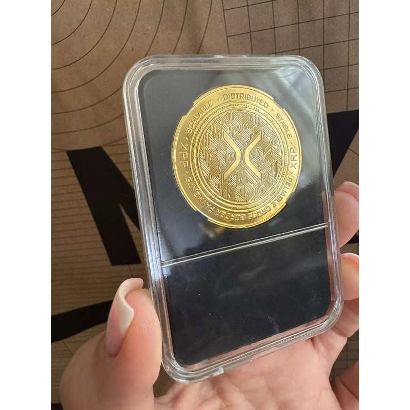 XRP Coin Metal Physical Coin In Plastic Protective Case