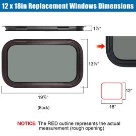 OUTPRIZE Fixed RV Window, 12" W x 18" H Tinted Window Replacement for RV Camper Caravan Motorhome with Trim Ring, Suitable for 7/8" or 1-1/4" and Slightly Thicker Up to 1/16" Walls, DOT Approved