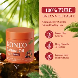 KONEO Hair Growth Cream for 100% Pure Batana Oil - Raw Batana Oil Paste from Honduras, Enhances Hair Thickness & Shine, Reduces Breakage and Hair Loss, Nourishment For All Hair Types - 4.06 fl oz