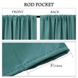 PONY DANCE Blackout Curtain Panels - 42 x 72 inches Long Sea Teal Window Drapes Light Block Room Darkening Draperies Thermal Insulated Energy Saving for Home Modern Style, 2 PCs