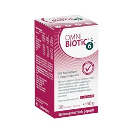 OMNi BiOTiC 6 | The daily companion for a good "stomach feeling" | Suitable for every day and all ages | 30 portions (60 g) | 6 bacterial strains | powder | with inulin | vegan | gluten free