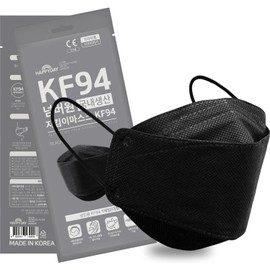 HAPPYDAY KF94 Mask, 10 Pieces, Black, 4 Layers, High Functionality, Non-woven Mask, Hygienic Mask, Large, White, 3D Construction, Disposable, Willow Leaf Mask, Made in Korea