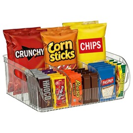 Large Snack Organizer for Countertop, Clear Snack Storage Bin