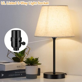 UL Listed Light Socket, Aolloa Vintage E26 Lamp Socket Replacement for Table Lamps, Floor Lamp, Pendant Light Fixture, DIY Project, Black 1 Pack