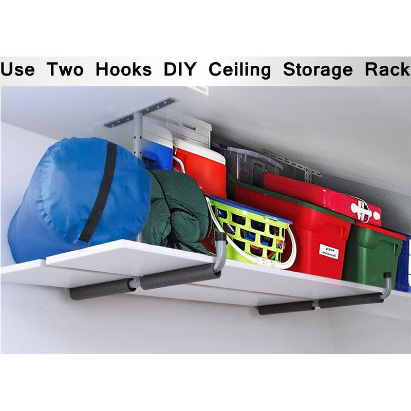 Overhead Garage Storage Hooks Rack Ceiling Mounted, Heavy Duty Utility