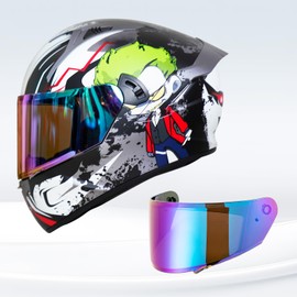 VCOROS X9 Full Face Motorcycle Helmet Replacement Shield 5Color Lens Available (Rainbow)