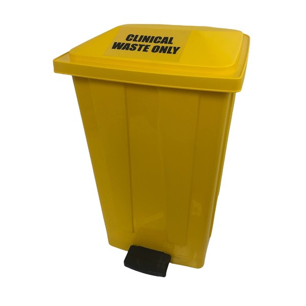 Chabrias Ltd 50L Litre Yellow Medical Clinical Recycling Commercial Utility Waste Trash Pedal Bin