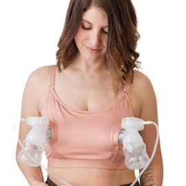 DAVIN & ADLEY Amelia Bralette. Hands Free Pumping Bra | Nursing and Pumping Sports Bra with no Clips, Adjustable. X-Small Blush