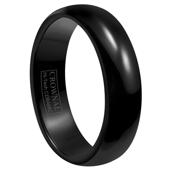 CROWNAL 2mm/4mm/6mm/8mm Black Ceramic Wedding Band Ring Men Women Couple