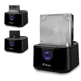 FANTEC USB3.2 Gen1 Docking Station for 1x SATA 3.5/2.5 Inch SSD/Hard Drive, Transfer Rates up to 5 Gbit/s (Superspeed), High-Gloss Plastic, Black
