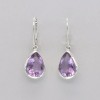 Amber America Drop / Pear Purple AMETHYST Teardrop Earrings Leverback