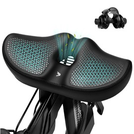 Extra Wide Noseless Bike seat Cushion for Men Women Memory Foam Filling Large Bike Saddle Ventilation Water Proof Bicycle Seat Cushion for Peloton Bikes Electric Bike MountainBikes Exercise Bikes