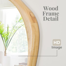 Decvibspire Asymmetrical Wood Mirror,Irregular Natural Full Length Farmhouse Wave Unique Vanity Mirror for Bathroom,Bedroom,Living Room,Washroom20 x 36”