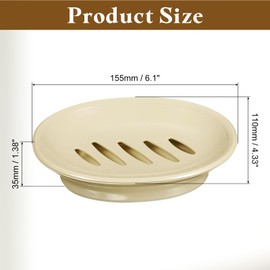 sourcing map Soap Container, 1Pcs 15.5x11cm Plastic Soap Dish with Drain, Removable Double Compartment Soap Holder for Bathroom, Shower, Kitchen (Khaki)