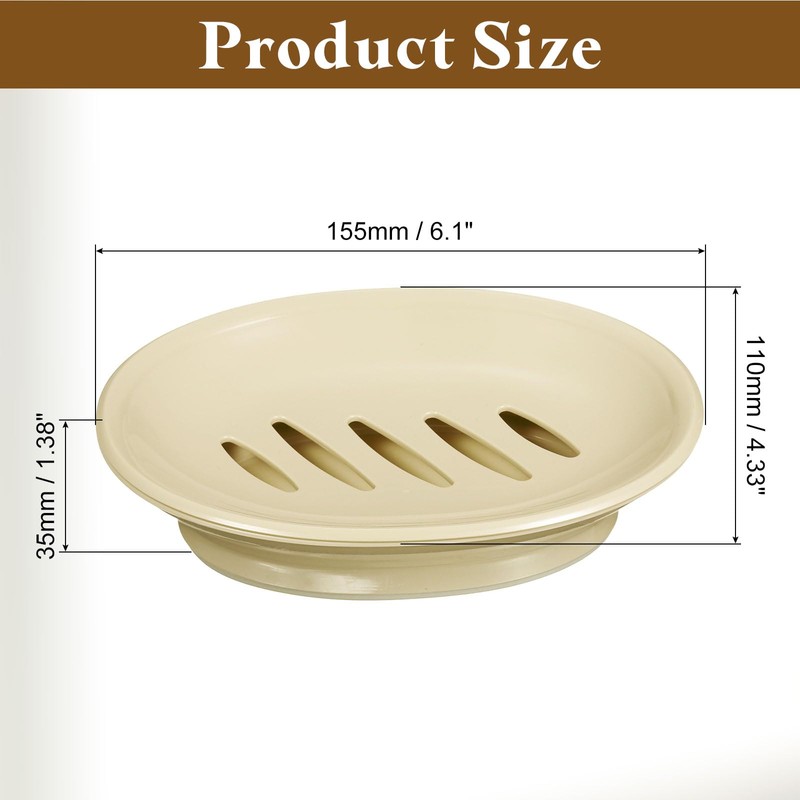 sourcing map Soap Container, 1Pcs 15.5x11cm Plastic Soap Dish with