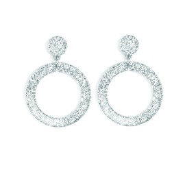 ZENZII Acrylic Resin Colorful Mod Drop and Dangle Earrings Hoop for Women (Silver/Silver)