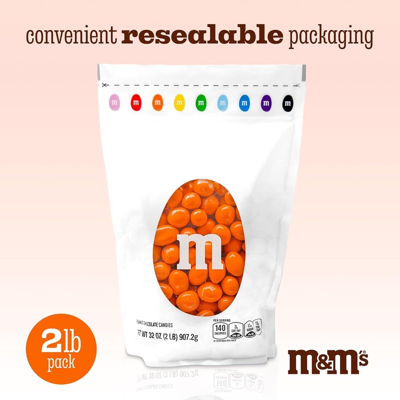 M&M'S WORLD Orange Peanut M&M’s chocolate candy 2 lb bag