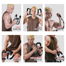 Arm Trainer for Men 5-Level Adjustable Resistance (45-110 lbs) Twister Chest Workout Equipment for Women Exerciser Bar Biceps Triceps Forearm Abdominal Thigh Back Muscle Exerciser (Red)