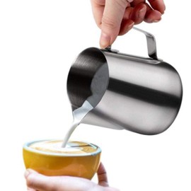 Stainless Steel Milk Frothing Pitcher Cappuccino Pitcher Pouring Jug Espresso Cup Creamer Cup for Latte Art, 12 Ounce (350 ML)