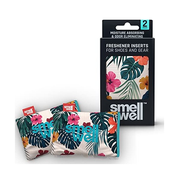 SmellWell Odour Eliminating Air Purifying Bags (2 Pack | 100g) Activated Bamboo Charcoal Air Freshener for use from Gym to Car to Home (Flower Power, Original)