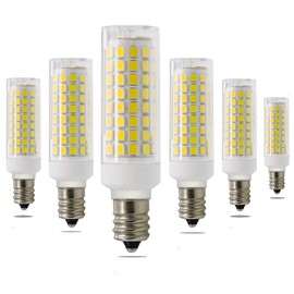 XRZT E12 Led Candelabra Light Bulbs 75W Replacement, T3/T4 Led Bulbs White 6000K 750 Lumens for Chandelier, Ceiling Fan, Pendant Light 6 Pack