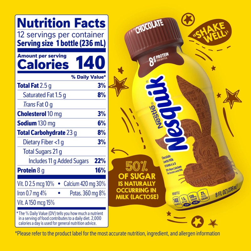 Nesquik Chocolate Lowfat Milk Ready to Drink 12 Pack of
