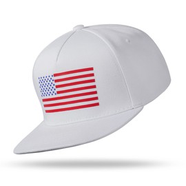 UALON Baseball Cap, Snapback Trucker Hat for Men & Women with American Flag and Adjustable, Breathable Mesh, Flat Bill Hats White