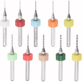 KEWAYO 10 Piece Micro Drill Set, Spiral Drill PCB Pressure Board, Engraving Drill Bits Set for Rough Stone, Jewellery, CNC, Soft Metals, Pressure Circuit, Engraving (0.3-1.2 mm)