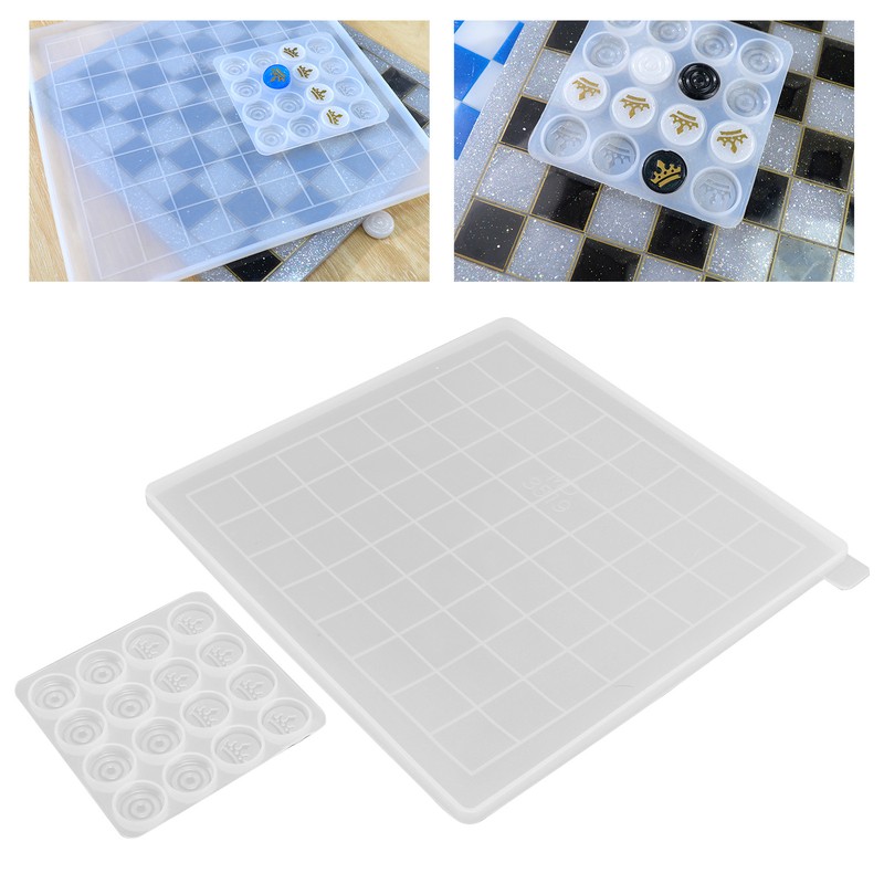 2Pcs Chess Molds Transparent DIY Epoxy Resin Drop Glue Silicone