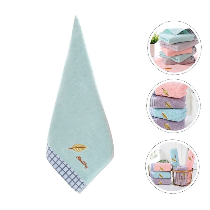 Beavorty Thick Soft Cotton Face Towel Embroidered Leaf Bath Towel